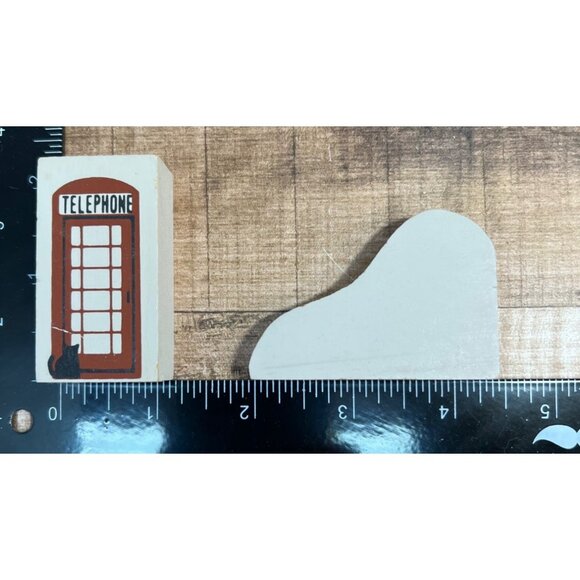 Cat's Meow Decorative Wooden Blocks With Telephone Booth & Dog On Scooter Design - Picture 2 of 2